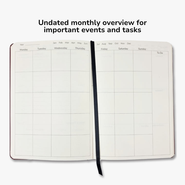Undated Yearly Productivity Planner - Red