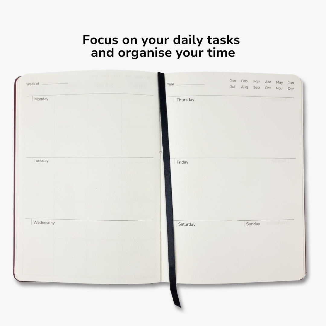 Undated Yearly Productivity Planner - Red