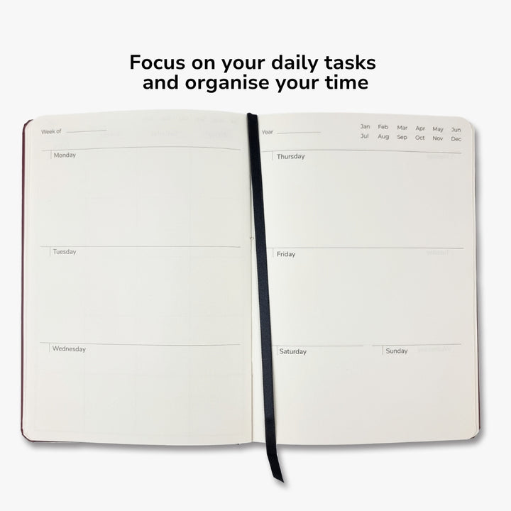 Undated Yearly Productivity Planner - Red